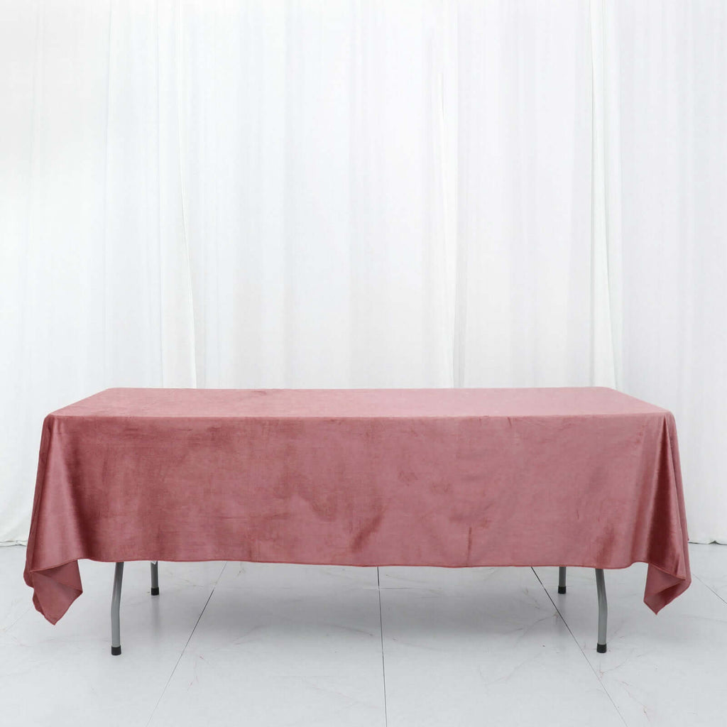 Premium Velvet 60"x102" Rectangle Tablecloth Dusty Rose - Reusable & Soft Table Cover - Bell Racket Store