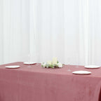 Premium Velvet 90"x132" Rectangle Tablecloth Dusty Rose - Reusable Soft & Seamless Table Cover - Bell Racket Store