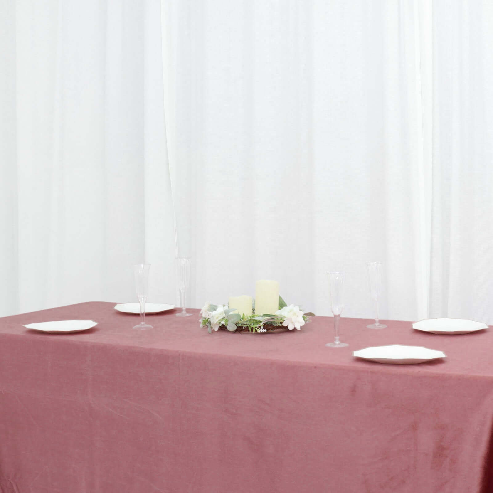 Premium Velvet 90"x132" Rectangle Tablecloth Dusty Rose - Reusable Soft & Seamless Table Cover - Bell Racket Store