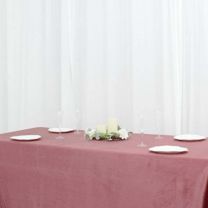 Premium Velvet 90"x132" Rectangle Tablecloth Dusty Rose - Reusable Soft & Seamless Table Cover - Bell Racket Store