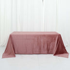 Premium Velvet 90"x132" Rectangle Tablecloth Dusty Rose - Reusable Soft & Seamless Table Cover - Bell Racket Store
