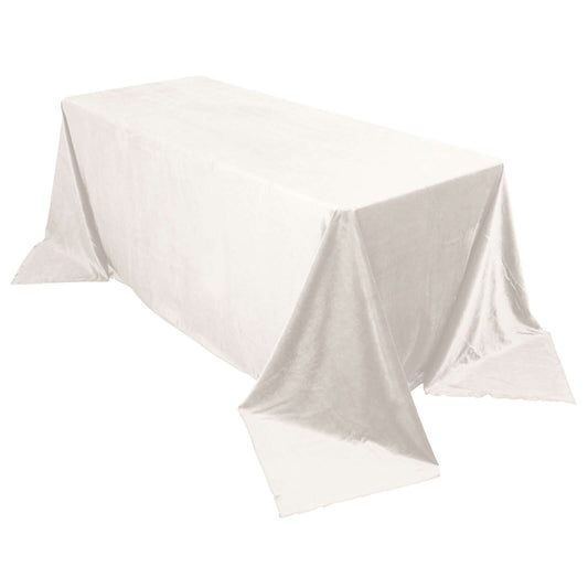 Premium Velvet 90"x132" Rectangle Tablecloth Ivory - Reusable Soft & Seamless Table Cover