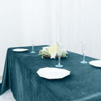 Premium Velvet 90"x132" Rectangle Tablecloth Peacock Teal - Reusable Soft & Seamless Table Cover - Bell Racket Store