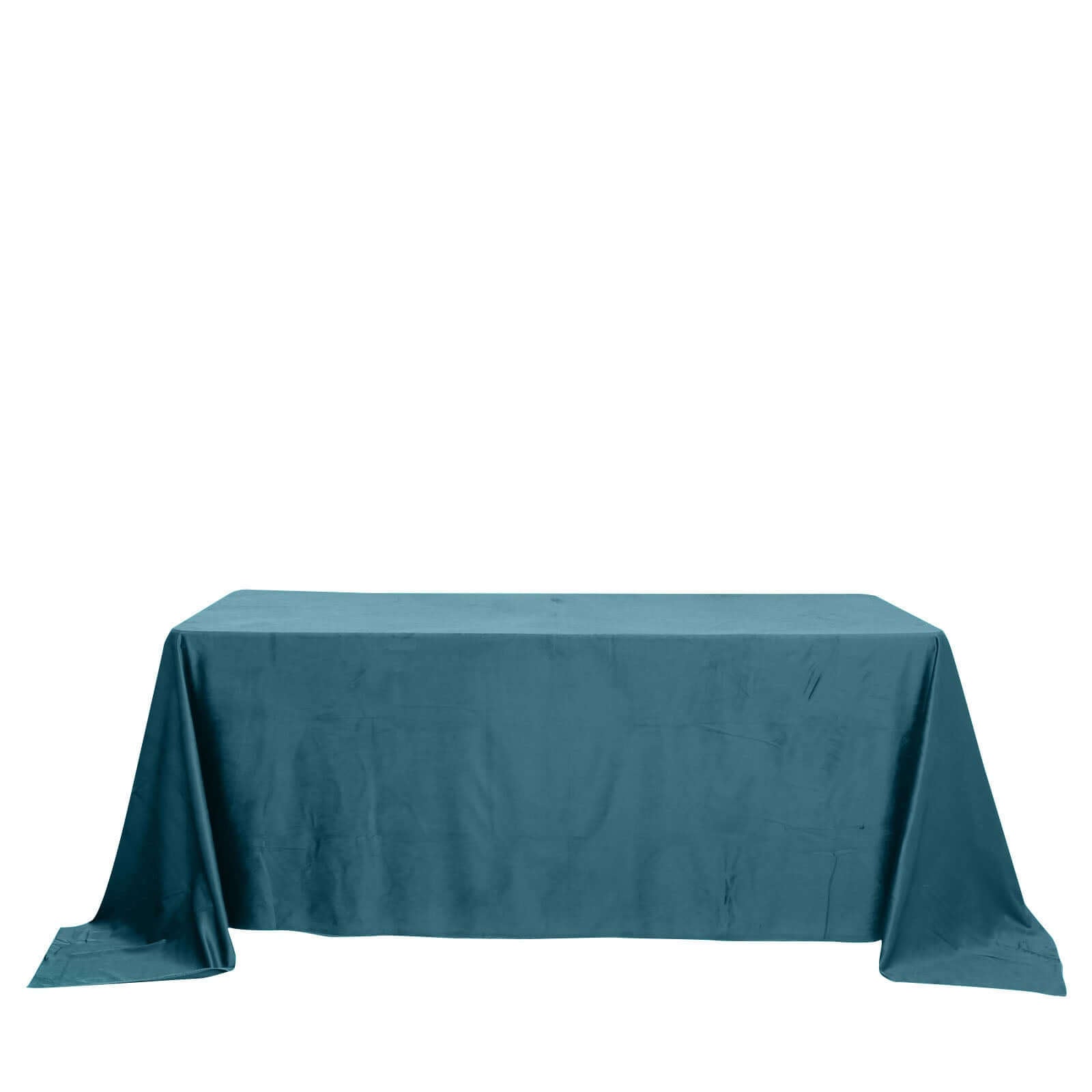 Premium Velvet 90"x132" Rectangle Tablecloth Peacock Teal - Reusable Soft & Seamless Table Cover - Bell Racket Store