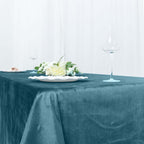 Premium Velvet 90"x132" Rectangle Tablecloth Peacock Teal - Reusable Soft & Seamless Table Cover - Bell Racket Store