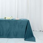 Premium Velvet 90"x132" Rectangle Tablecloth Peacock Teal - Reusable Soft & Seamless Table Cover - Bell Racket Store