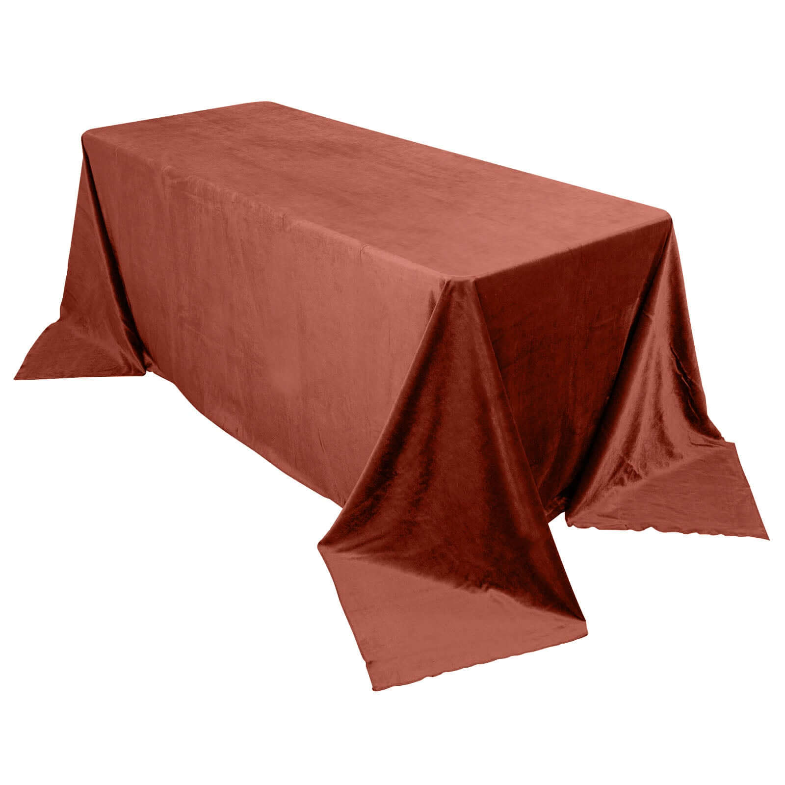 Premium Velvet 90"x132" Rectangle Tablecloth Terracotta (Rust) - Reusable Soft & Seamless Table Cover - Bell Racket Store