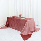 Premium Velvet 90"x156" Rectangle Tablecloth Dusty Rose - Reusable Soft & Seamless Table Cover - Bell Racket Store