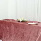 Premium Velvet 90"x156" Rectangle Tablecloth Dusty Rose - Reusable Soft & Seamless Table Cover - Bell Racket Store