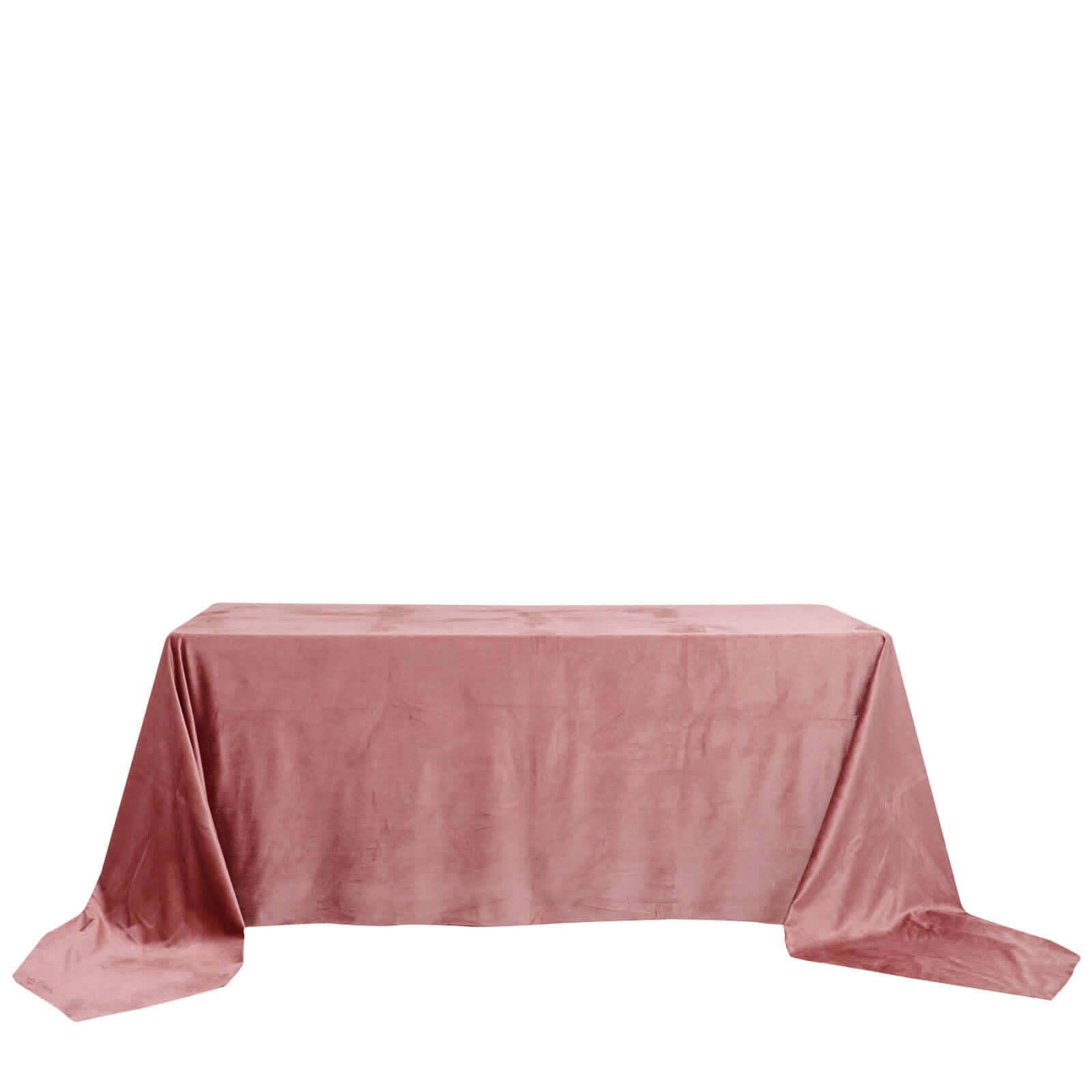 Premium Velvet 90"x156" Rectangle Tablecloth Dusty Rose - Reusable Soft & Seamless Table Cover - Bell Racket Store