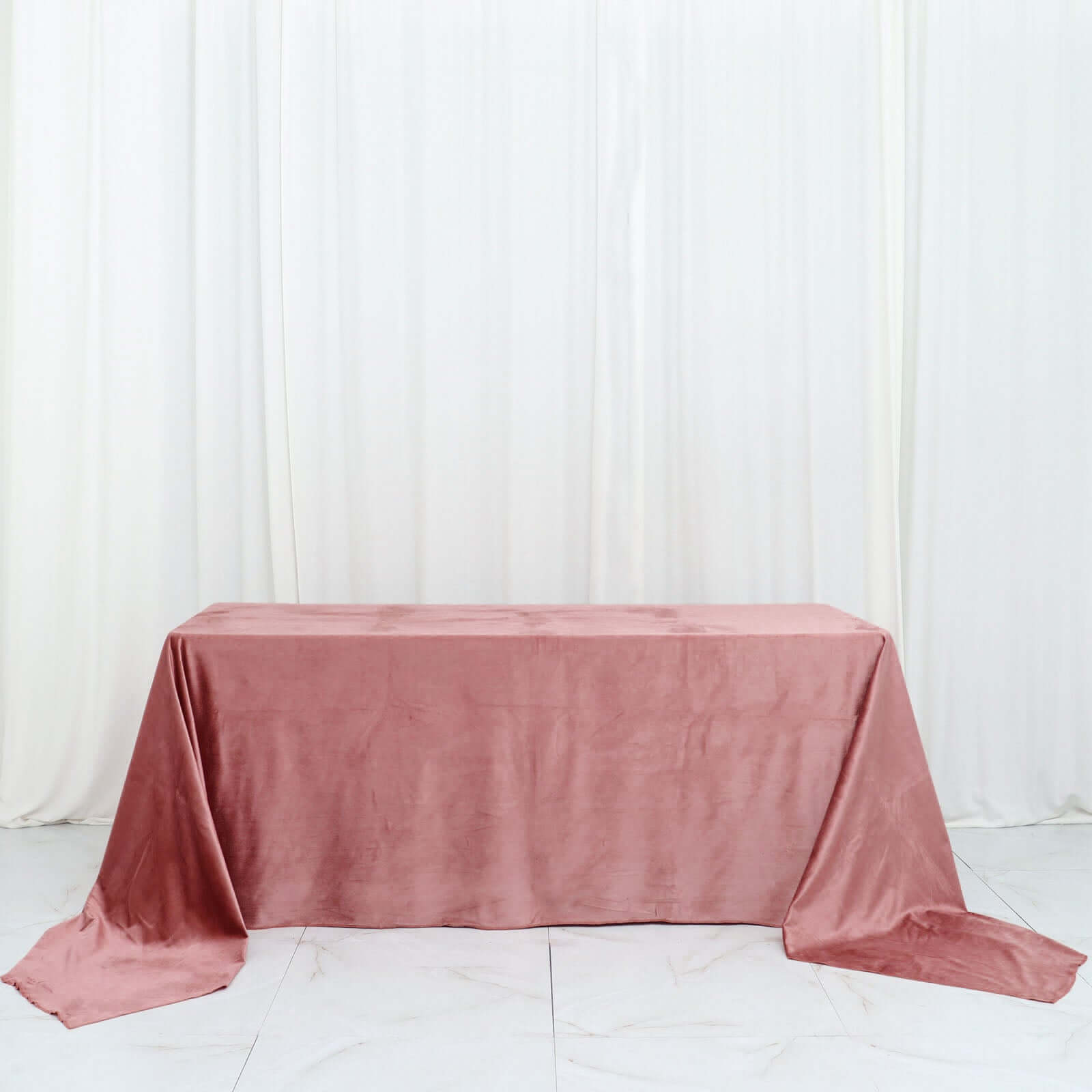 Premium Velvet 90"x156" Rectangle Tablecloth Dusty Rose - Reusable Soft & Seamless Table Cover - Bell Racket Store