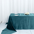 Premium Velvet 90"x156" Rectangle Tablecloth Peacock Teal - Reusable Soft & Seamless Table Cover - Bell Racket Store