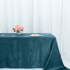 Premium Velvet 90"x156" Rectangle Tablecloth Peacock Teal - Reusable Soft & Seamless Table Cover - Bell Racket Store