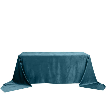 Premium Velvet 90"x156" Rectangle Tablecloth Peacock Teal - Reusable Soft & Seamless Table Cover - Bell Racket Store