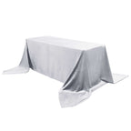 Premium Velvet 90"x156" Rectangle Tablecloth Silver - Reusable Soft & Seamless Table Cover