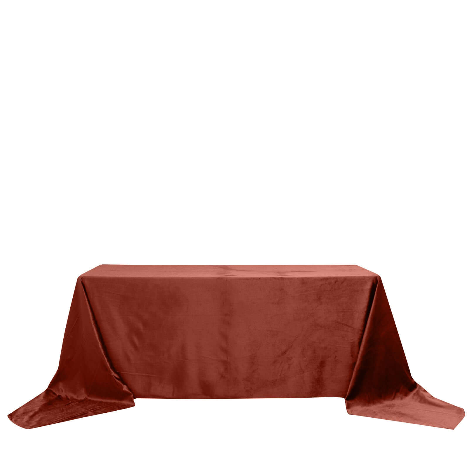 Premium Velvet 90"x156" Rectangle Tablecloth Terracotta (Rust) - Reusable Soft & Seamless Table Cover - Bell Racket Store
