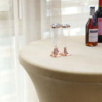 Premium Velvet Spandex 30" Round Cocktail Table Cover Champagne - Smooth Fitted Design with Foot Pockets - Bell Racket Store