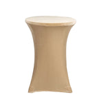 Premium Velvet Spandex 30" Round Cocktail Table Cover Champagne - Smooth Fitted Design with Foot Pockets - Bell Racket Store