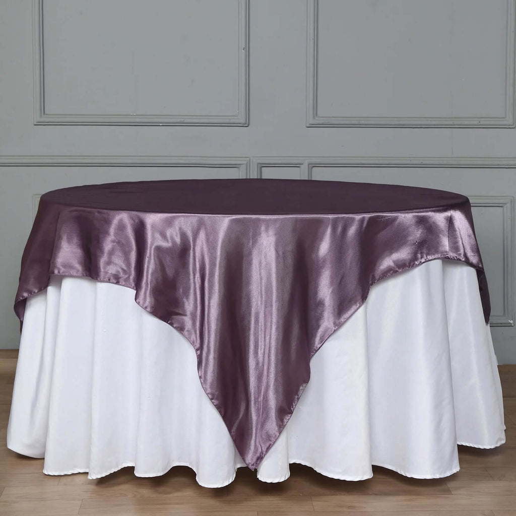 Satin 72"x72" Table Overlay Square Tablecloth Violet Amethyst - Smooth Finish Table Cover
