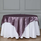 Satin 72"x72" Table Overlay Square Tablecloth Violet Amethyst - Smooth Finish Table Cover