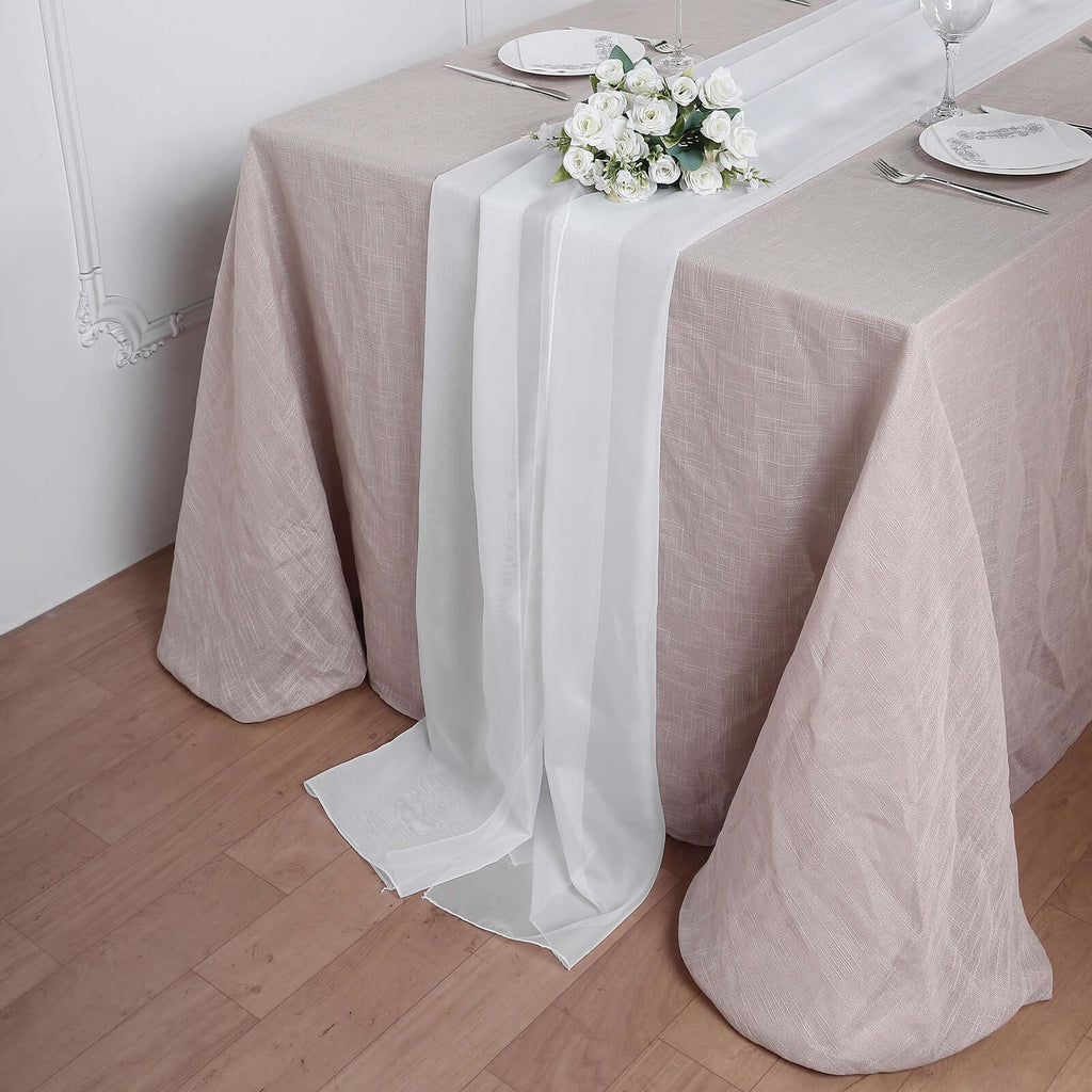 Chiffon 6ft Table Runner White - Chic Flowy & Lightweight Table Decor