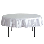 Satin 90" Round Tablecloth White - Smooth and Lustrous Table Cover for Weddings & Events