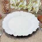 6-Pack Acrylic Plastic Round Charger Plates 13" in White with Reef Design, Classy Dinner Party Charger Tableware