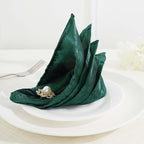 5 Pack Satin 20"x20" Napkins Hunter Emerald Green - Luxurious Shine & Smooth Dinner Napkins