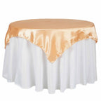 Satin 72"x72" Table Overlay Square Tablecloth Peach - Smooth Finish Table Cover