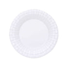 10 Pack 7" White Basketweave Rim Plastic Salad Dessert Plates, Round Disposable Appetizer Plates
