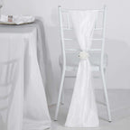 5 Pack Taffeta 6"x106" Chair Sashes White Accordion Crinkle Texture - Stylish Decor for Weddings & Gatherings