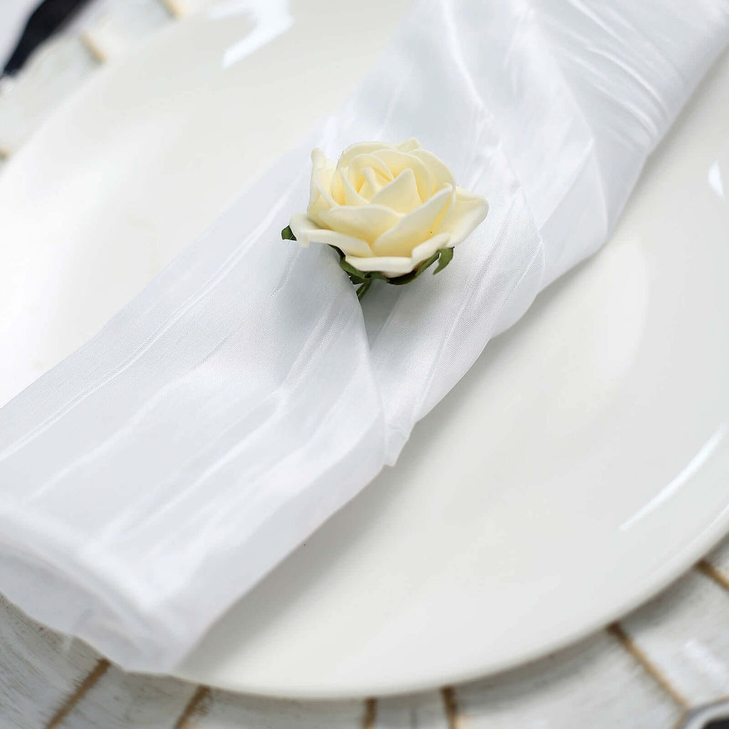 5 Pack Taffeta 20"x20" Napkins White - Accordion Crinkle Style Dinner Napkins for Upscale Dining