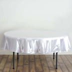 Satin 90" Round Tablecloth White - Smooth and Lustrous Table Cover for Weddings & Events