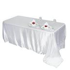 Satin Rectangular 90"x156" Tablecloth White - Seamless Stylish Table Cover for Wedding & Event Decoration