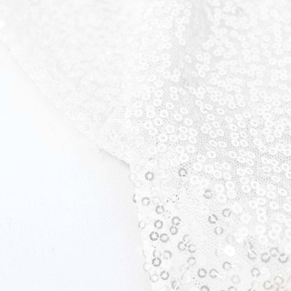 Sequin 120" Round Tablecloth White - Seamless Glittering Design for Sophisticated Events