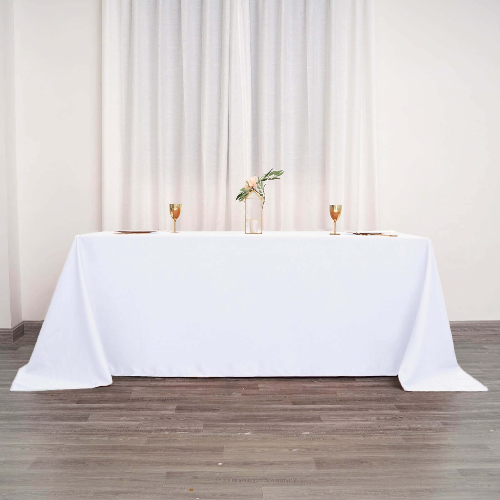 Polyester 90"x132" Rectangle Tablecloth White - Seamless Wrinkle-Resistant Design for Luxe Celebrations