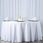 Premium Polyester 120" Round Tablecloth White - Seamless 220GSM Wrinkle-Resistant Design for Classy Events