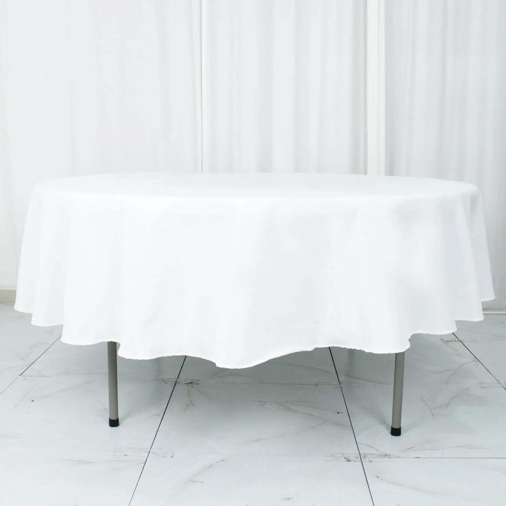 Premium Polyester 90" Round Tablecloth White - Stain and Wrinkle-Resistant 220GSM Table Cover for Weddings & Event Decor
