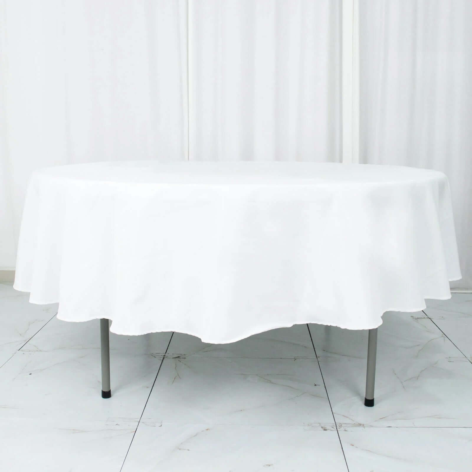 Premium Polyester 90" Round Tablecloth White - Stain and Wrinkle-Resistant 220GSM Table Cover for Weddings & Event Decor