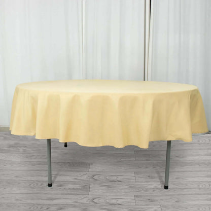 Premium Polyester 90" Round Tablecloth Champagne - Stain and Wrinkle-Resistant Design with 220GSM Thickness Table Cover