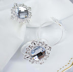 6 Pack 2" Silver Metal Clear Crystal Rhinestone Napkin Rings, Diamond Bling Napkin Holders