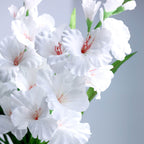 3 Stems 36" Tall White Artificial Silk Gladiolus Flower Spray Bush