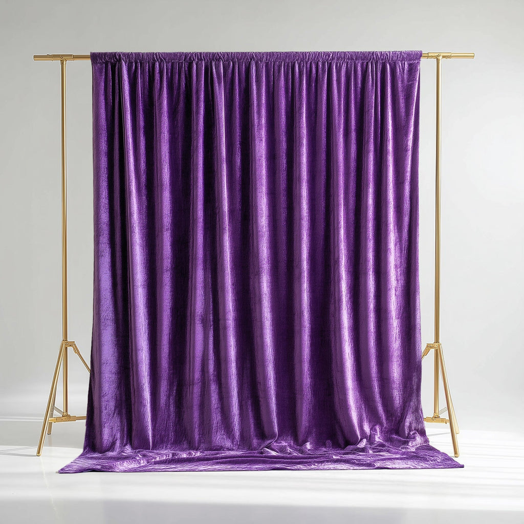 Purple Crushed Velvet Backdrop Curtain â€“ 5ft x 10ft Event Drape with Rod Pocket, Privacy Panel for Photo Booths & Events - Bell Racket Store