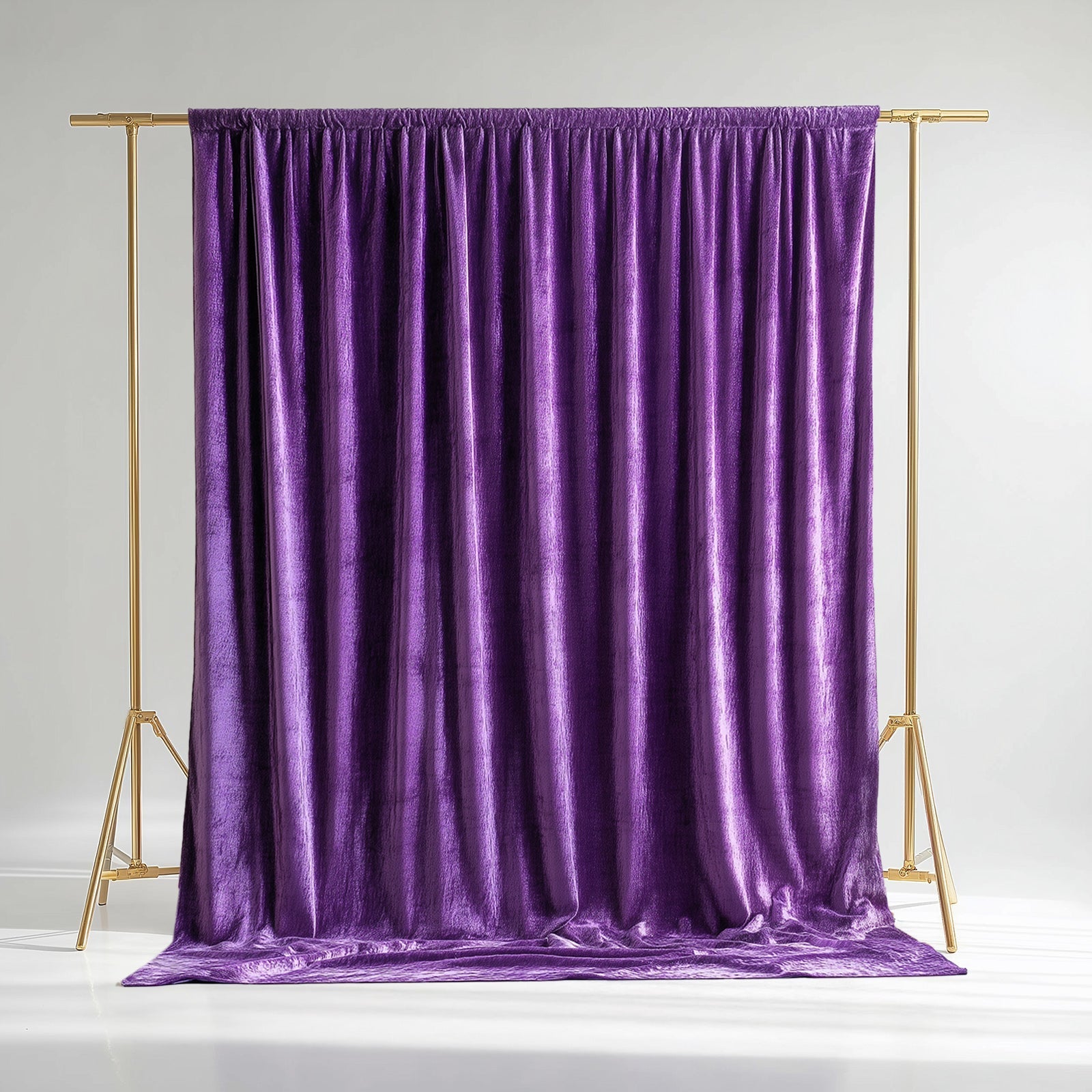 Purple Crushed Velvet Backdrop Curtain â€“ 5ft x 10ft Event Drape with Rod Pocket, Privacy Panel for Photo Booths & Events - Bell Racket Store
