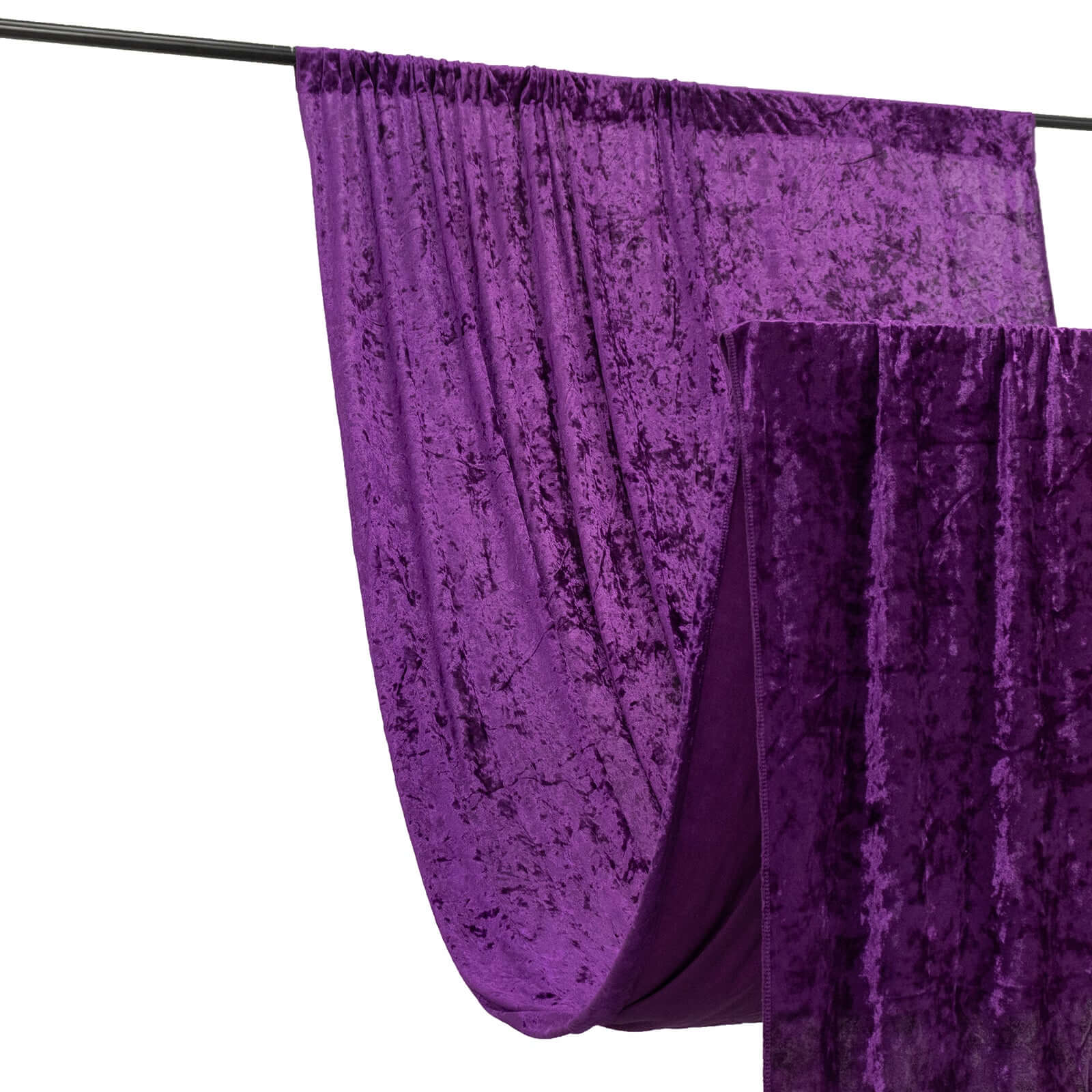 Purple Crushed Velvet Backdrop Curtain â€“ 5ft x 12ft Event Drape with Rod Pocket, Privacy Panel for Photo Booths & Events - Bell Racket Store