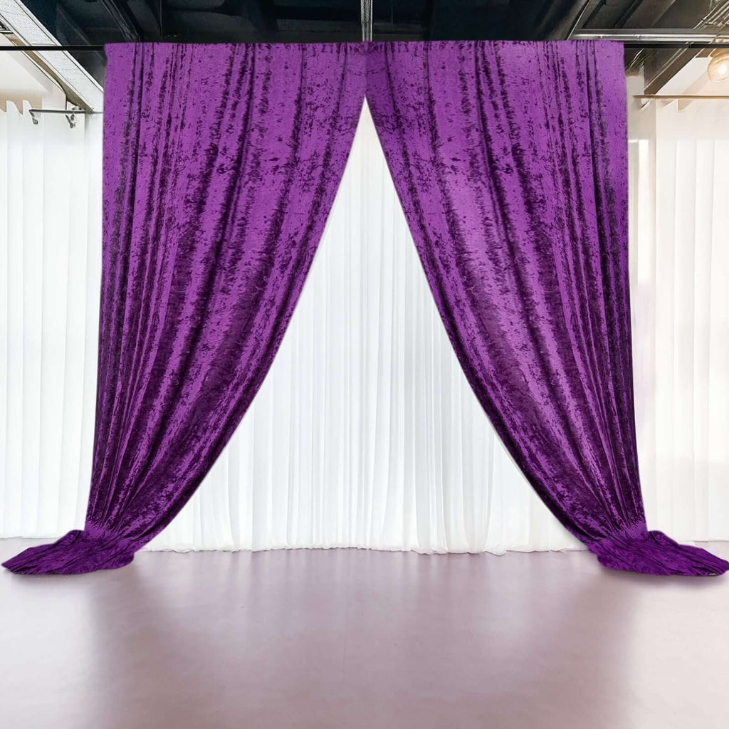 Purple Crushed Velvet Backdrop Curtain â€“ 5ft x 12ft Event Drape with Rod Pocket, Privacy Panel for Photo Booths & Events - Bell Racket Store