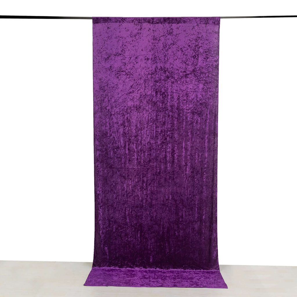 Purple Crushed Velvet Backdrop Curtain â€“ 5ft x 12ft Event Drape with Rod Pocket, Privacy Panel for Photo Booths & Events - Bell Racket Store