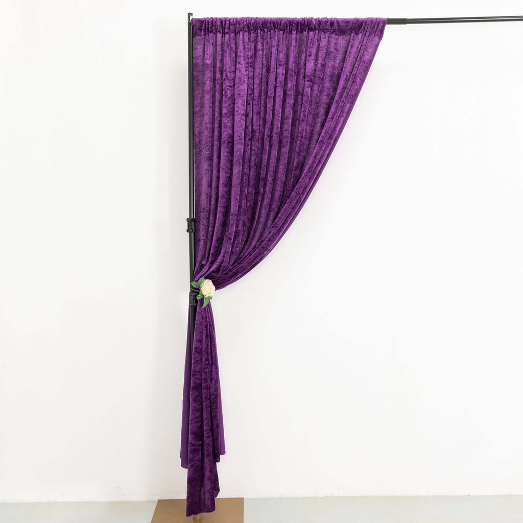Purple Crushed Velvet Backdrop Curtain â€“ 8ft x 8ft Event Drape with Rod Pocket, Privacy Panel for Photo Booths & Events - Bell Racket Store