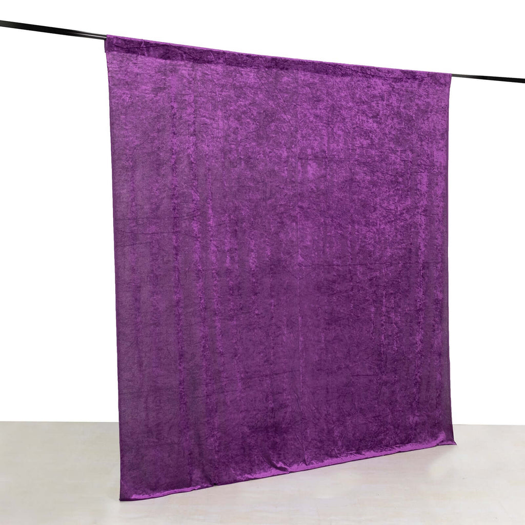 Purple Crushed Velvet Backdrop Curtain â€“ 8ft x 8ft Event Drape with Rod Pocket, Privacy Panel for Photo Booths & Events - Bell Racket Store