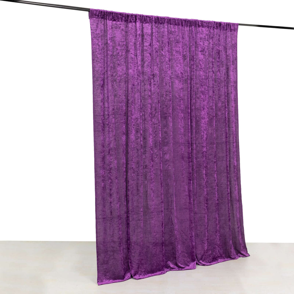 Purple Crushed Velvet Backdrop Curtain â€“ 8ft x 8ft Event Drape with Rod Pocket, Privacy Panel for Photo Booths & Events - Bell Racket Store